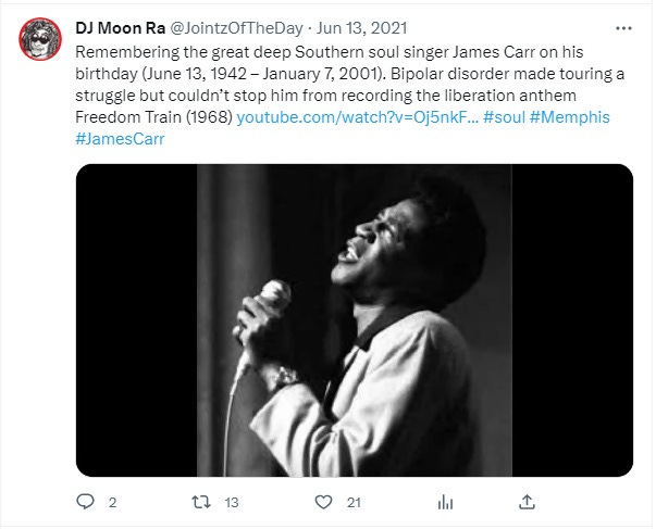 James Carr (June 13, 1942 – January 7, 2001) – Freedom Train (1968)