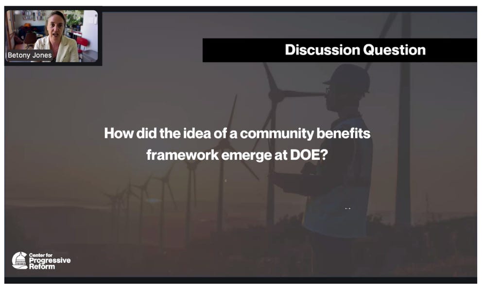 Screenshot of Betony Jones speaking at webinar