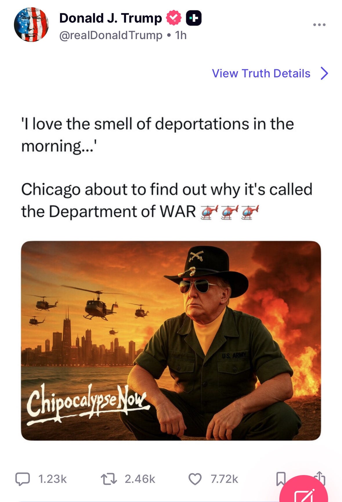 Trump: "Chicago about to find out why it's called the Department of WAR"