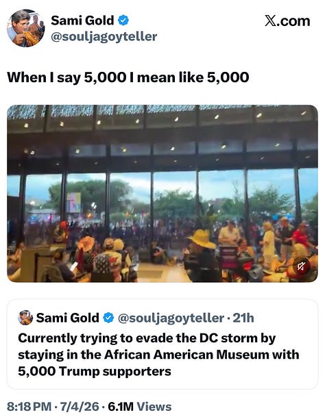 Black History Museum provides shelter for Trump fans during a rainstorm