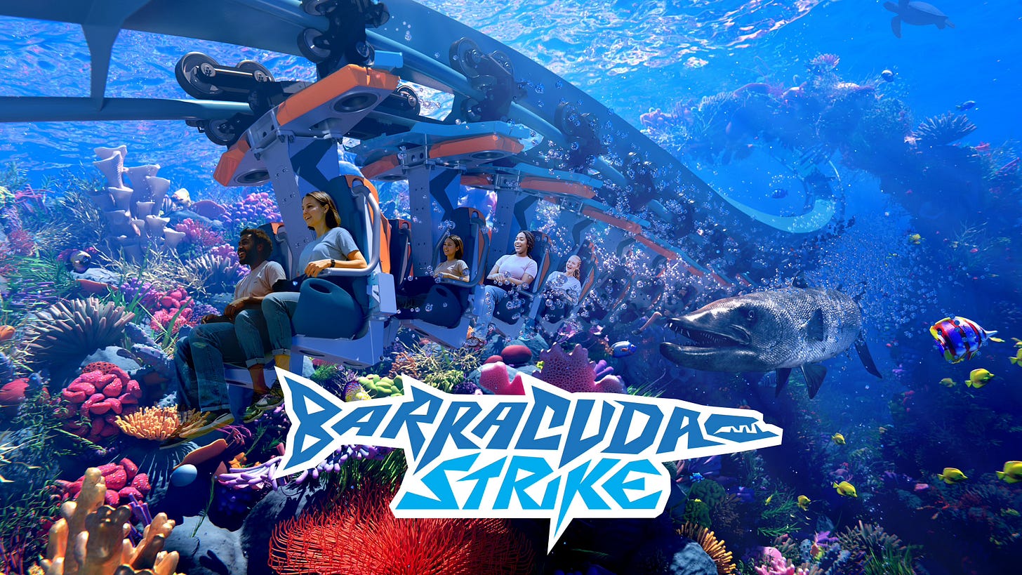 Rendering of Baracuda Strike roller coaster at SeaWorld San Antonio