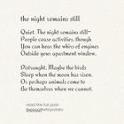 Poem: the night remains still 