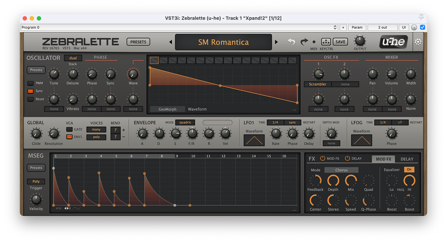 Screencapture of the earthtoned Zebralette GUI interface