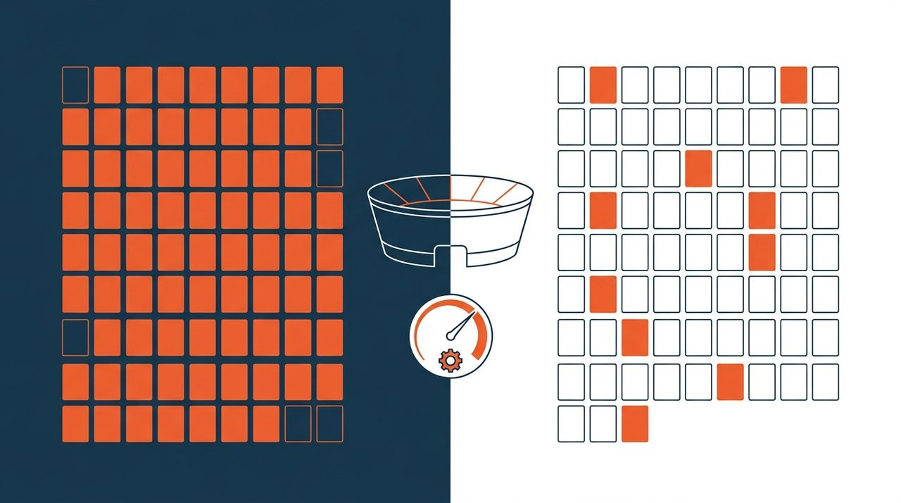 A booked calendar versus a calendar full of gaps — the same event window, two different outcomes.