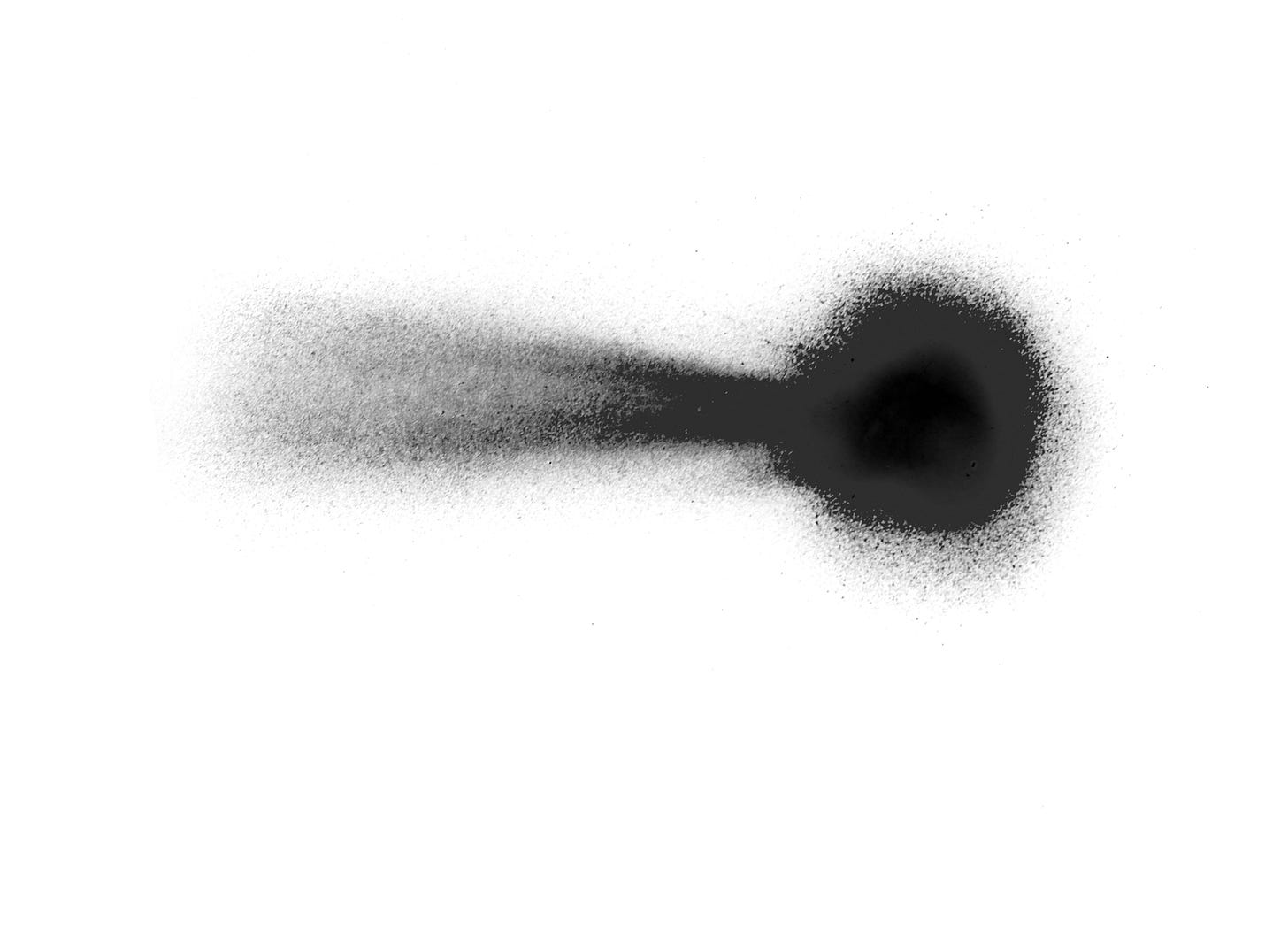 A dense black circle with a fading gray trail, symbolizing focused momentum building force after eliminating leaks. A dense black circle with a fading gray trail, symbolizing focused momentum building force after eliminating leaks.