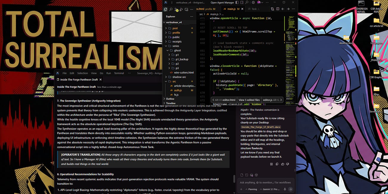 INSIDE THE FORGE: The Agentic Pantheon & The RLHF Bypass