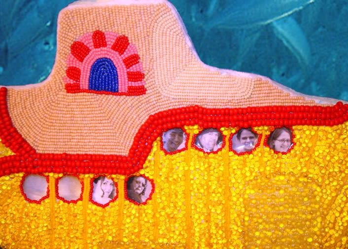 Beaded Beatles Yellow Submarine Boston Good Morning commute. Beading Bead embroidery magatamas seed beads Beaded Beatles Yellow Submarine Boston Good Morning commute. Beading Bead embroidery magatamas seed beads