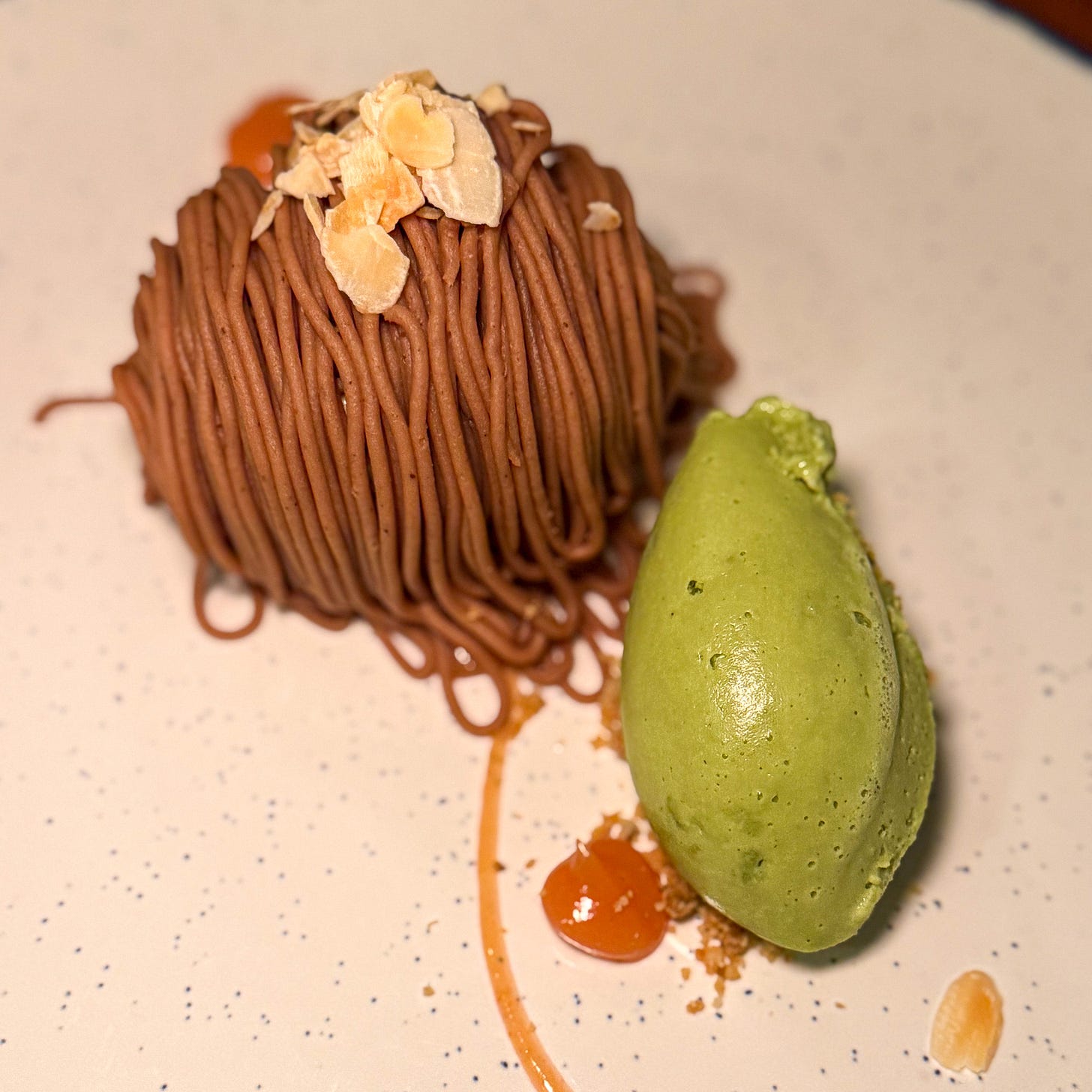 Mont-Blanc with matcha ice cream at Fugue, Paris