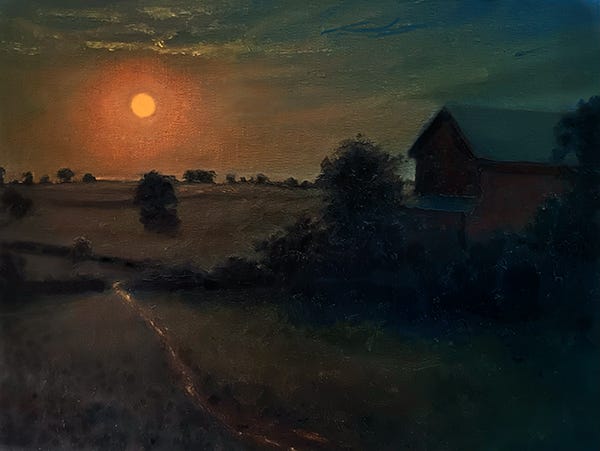 Blood Moon, 9 x 12", Oil, © JM HUlsey