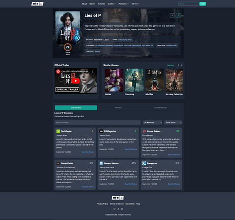 Mockups of CriticDB final website design