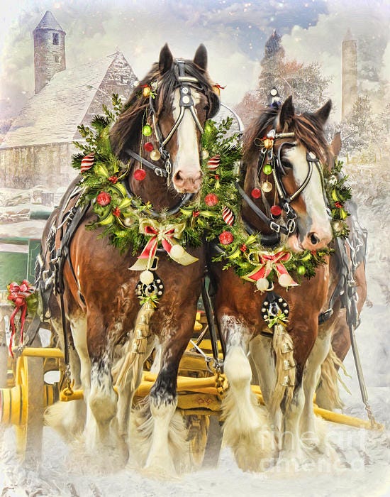 Christmas Clydesdales Greeting Card Christmas Clydesdales Greeting Card