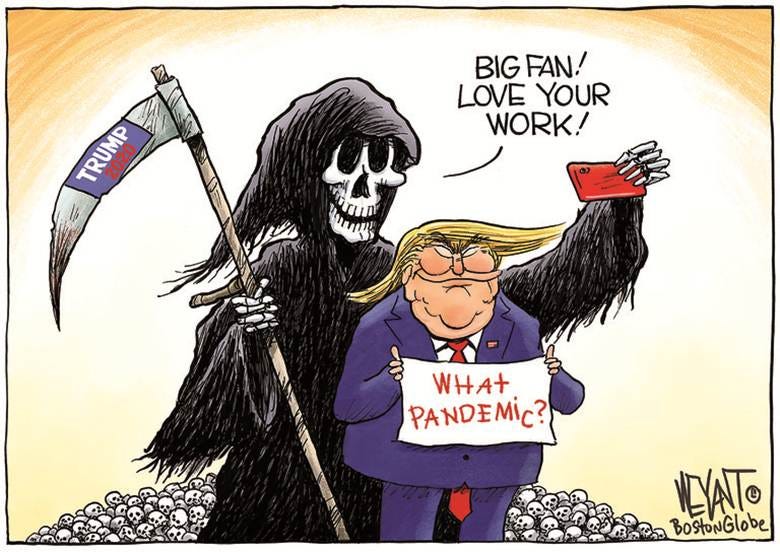 Political Cartoon U.S. Trump COVID death | The Week