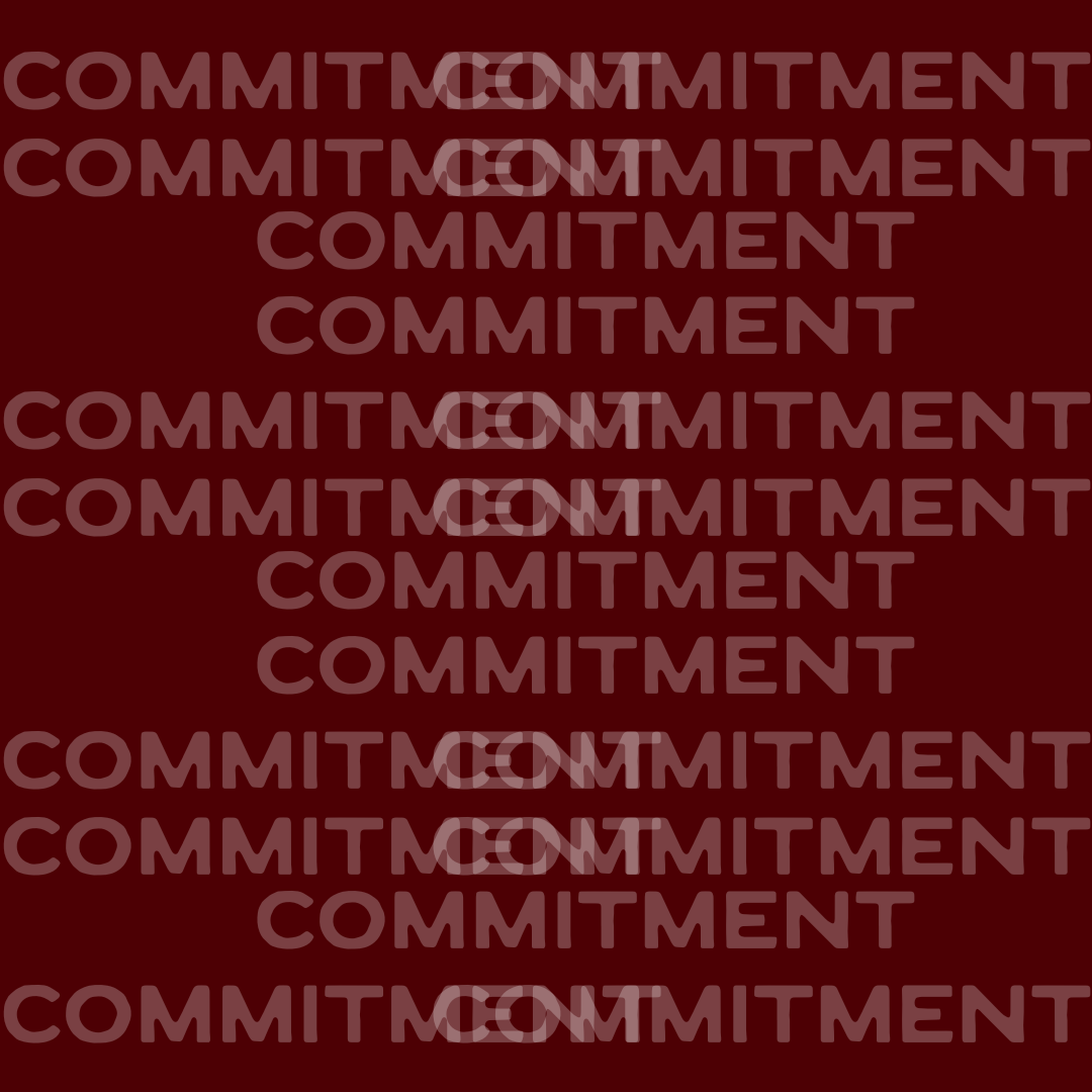 Visual with the word commitment repeated Visual with the word commitment repeated