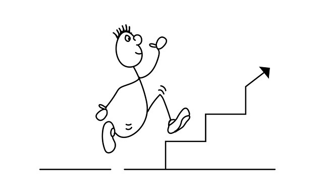 Free stick figure success uphill illustration