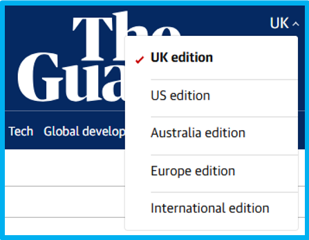 The Guardian’s various international editions. The Guardian’s various international editions.