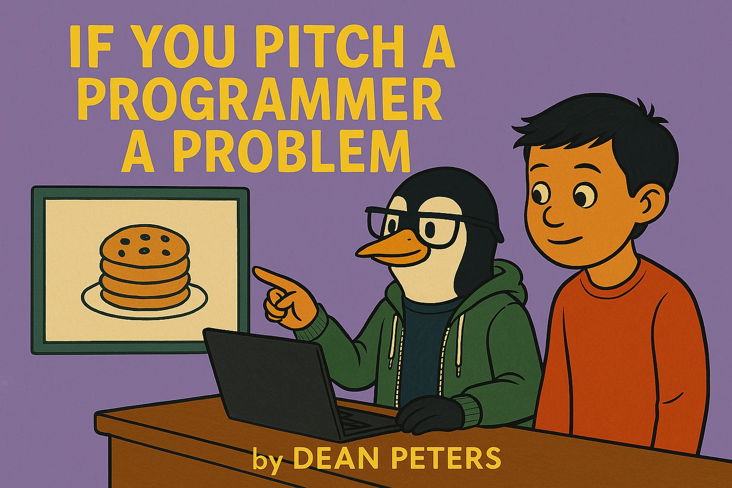 Coder & PM -> If you pitch a programmer a problem, expect cookies, unit tests, and unintended features by Friday.