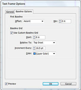 Baseline grid in text frame