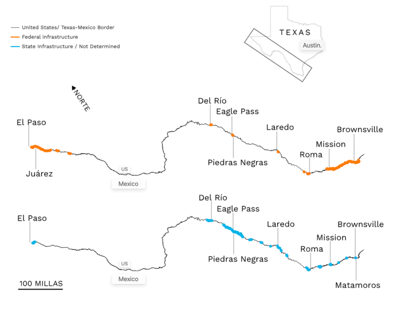 Reporters mapped out the changing infrastructure at key points along the border. Image: Screenshot of a map created by The Washington Post and Lighthouse Reports