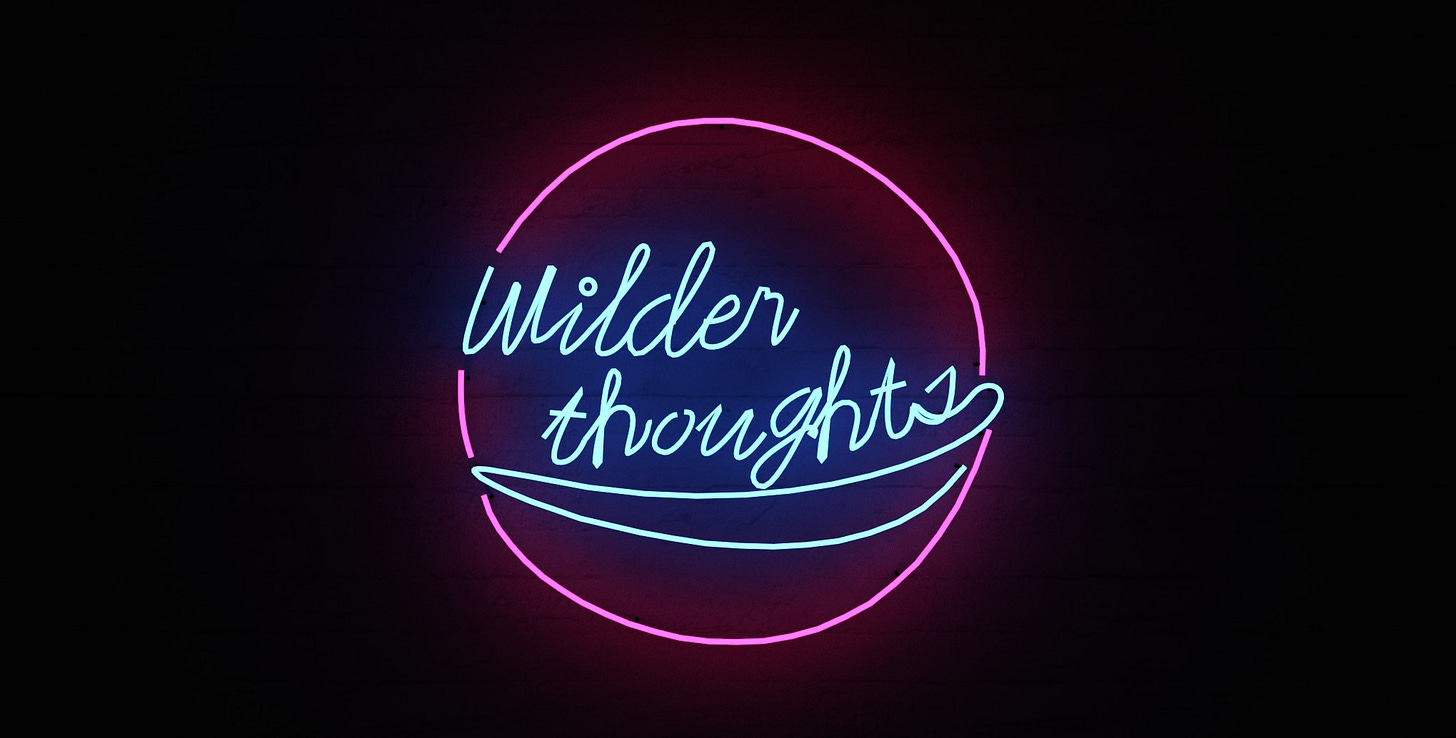 neon sign that says, "Wilder thoughts"