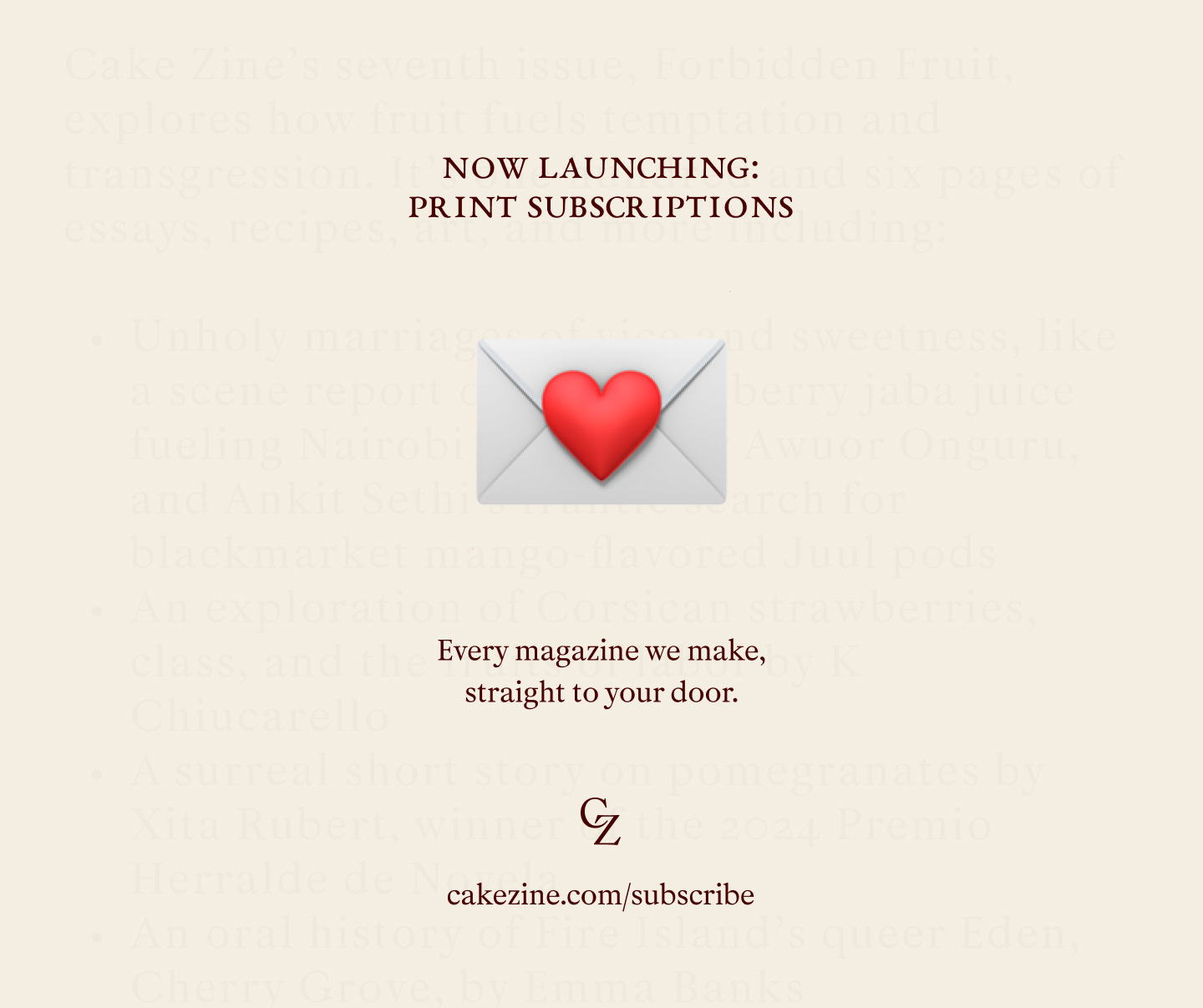 We're Launching Subscriptions! - Cake Zine We're Launching Subscriptions! - Cake Zine