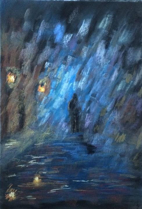 Alone in the dark - Reg'Art de Vie - Paintings & Prints, People & Figures,  Other People & Figures, Other - ArtPal