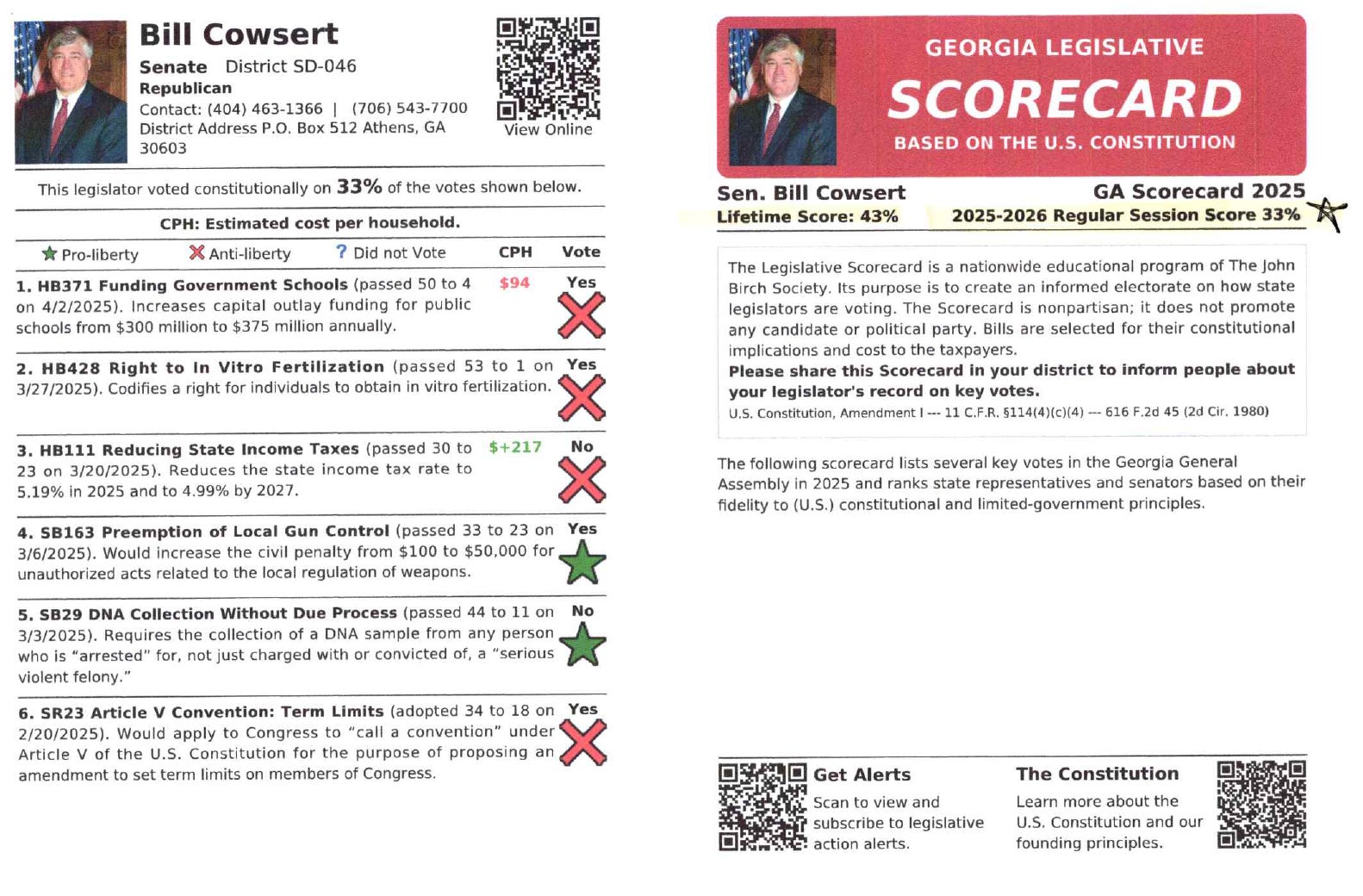 Gwinnett Edition: 2025 Legislative Scorecard - Senator Bill Cowsert ...