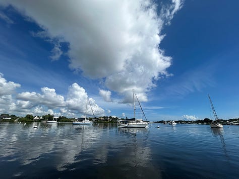 Motoring a sailboat from mooring to dock. Pacific Sea Craft motoring.
