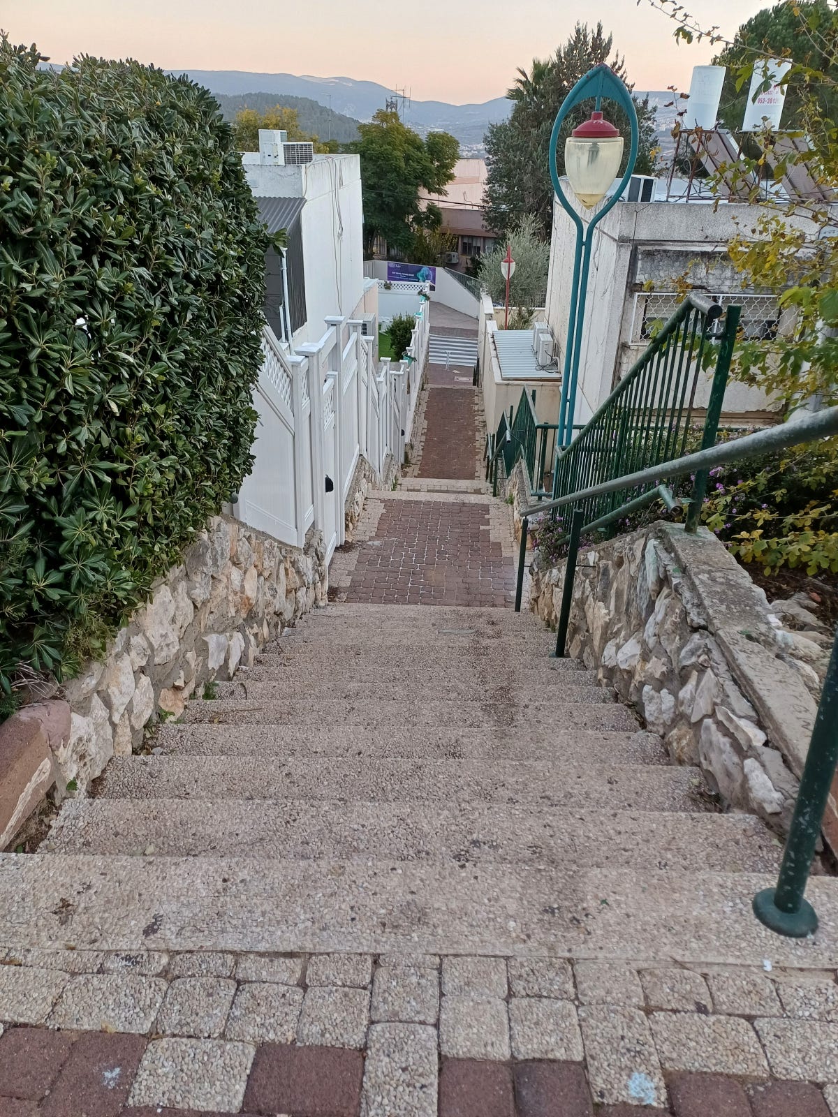 The walkway with 44 steps from the path near the  author's home to the street.