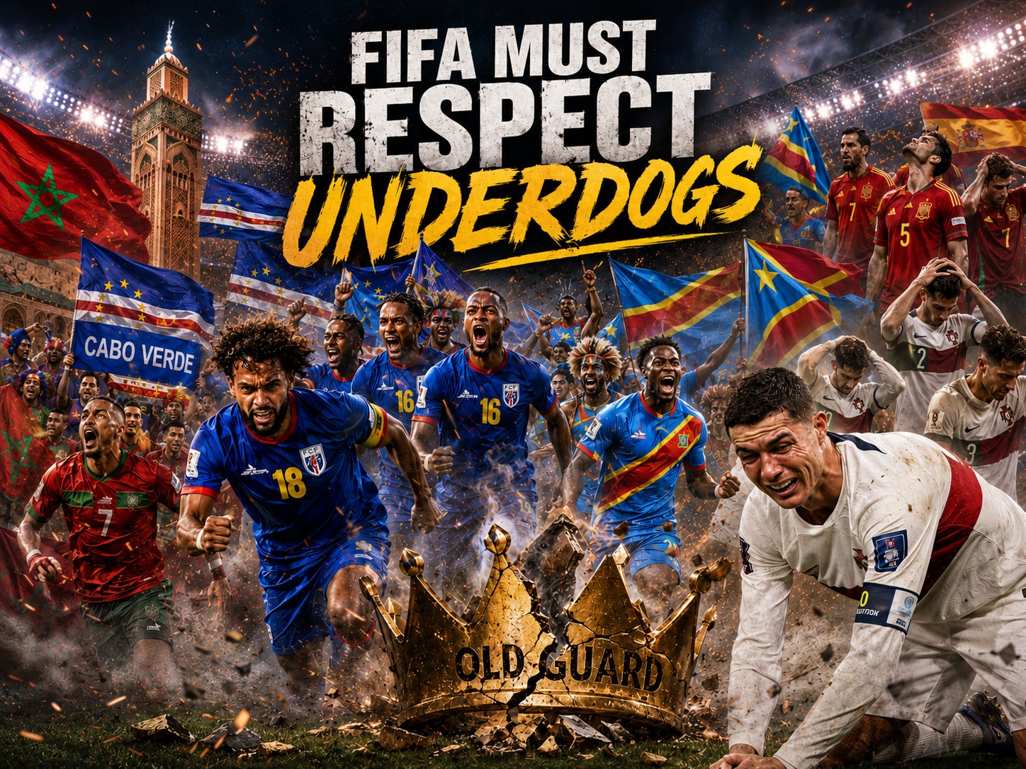 FIFA's Giants On Notice: Bombadiko demands respect as World Cup underdogs Morocco, Cabo Verde, and Congo challenge football’s old guard. FIFA's Giants On Notice: Bombadiko demands respect as World Cup underdogs Morocco, Cabo Verde, and Congo challenge football’s old guard.