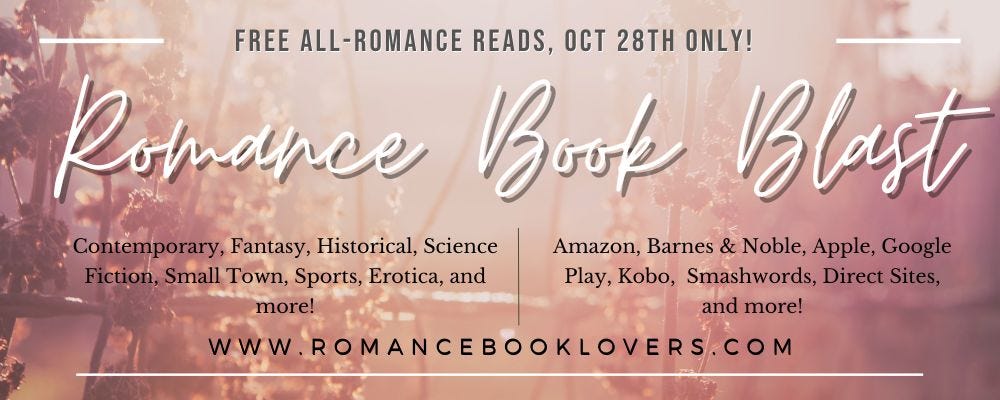 Romance book blast banner with genres