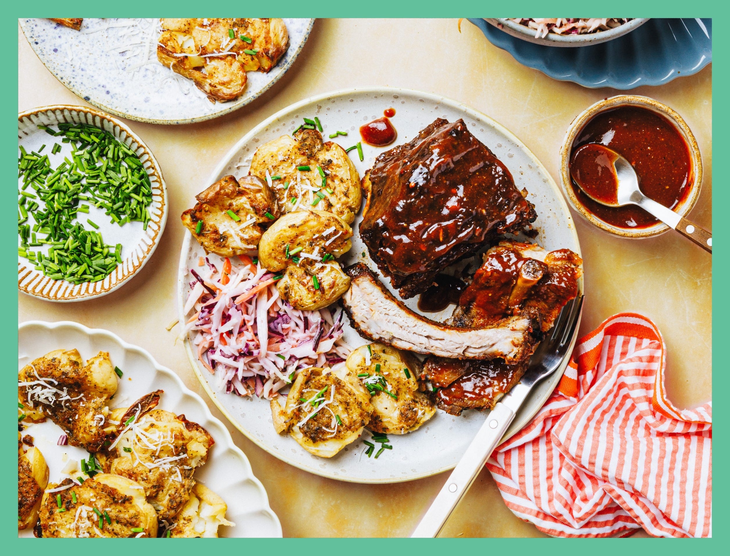 eastern nc ribs with ranch butter smashed potatoes