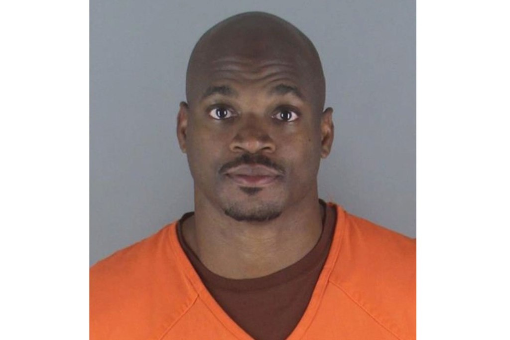 Adrian Peterson's mugshot following his April 2025 DWI arrest.