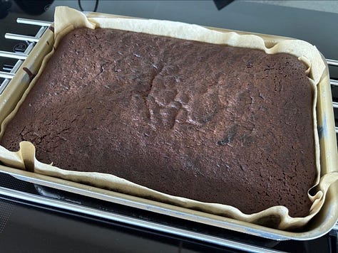 Several steps to a chocolate cake