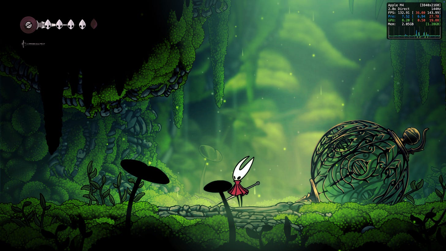 Hollow Knight: Silksong using M4 Mac can run over 130 fps at 4K resolution