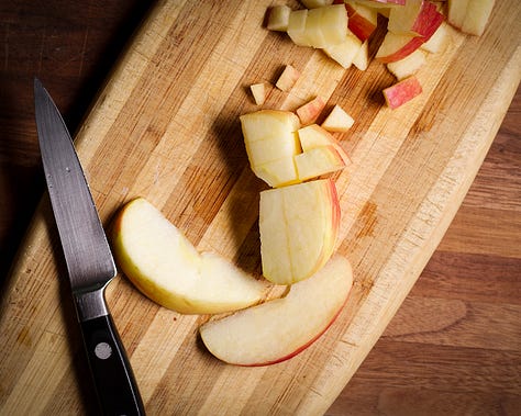 Step-by-step photos showing how to shape apple turnovers.