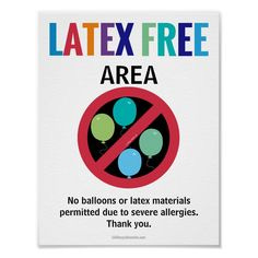 Latex Free Area Classroom Building No Balloons Poster Size: 8.5" x 11". Gender: unisex. Age Group: adult. Material: Poster Paper (Semi-Gloss).