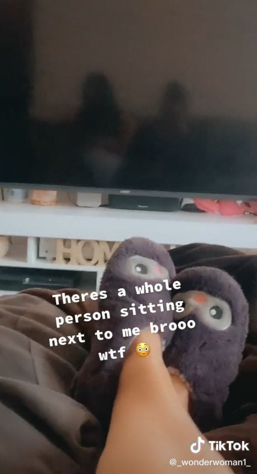 I spotted ghostly figure in reflection of my TV screen despite being home  alone – it was like a scene from a horror film