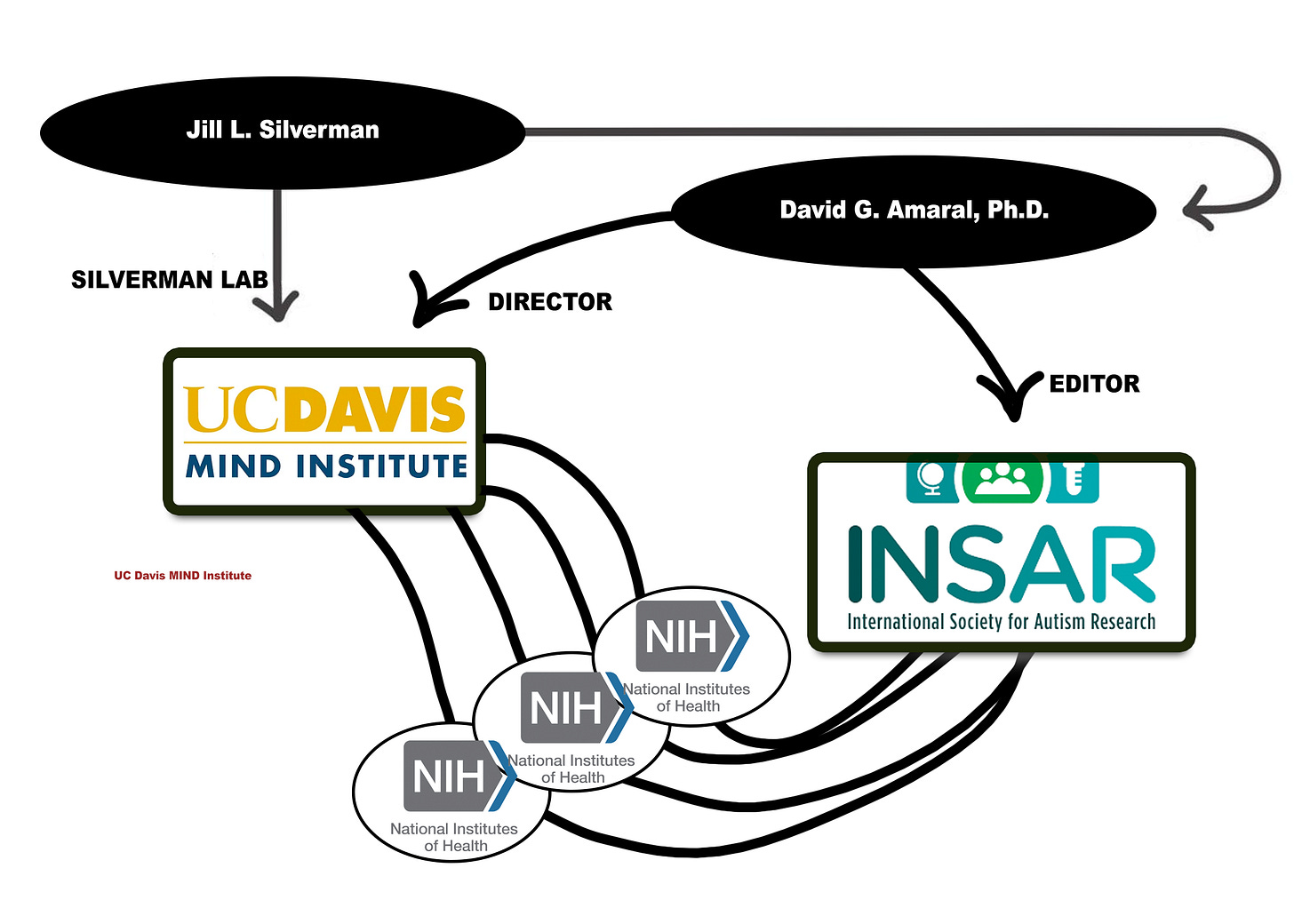 flow chart illustrating the incestuous nature of the funding pipelines in the autism industrial complex, the UC Davis MIND Institute and INSAR. flow chart illustrating the incestuous nature of the funding pipelines in the autism industrial complex, the UC Davis MIND Institute and INSAR.