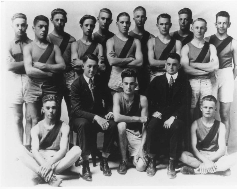 Black and white photo of Steinbeck's high school track team Black and white photo of Steinbeck's high school track team