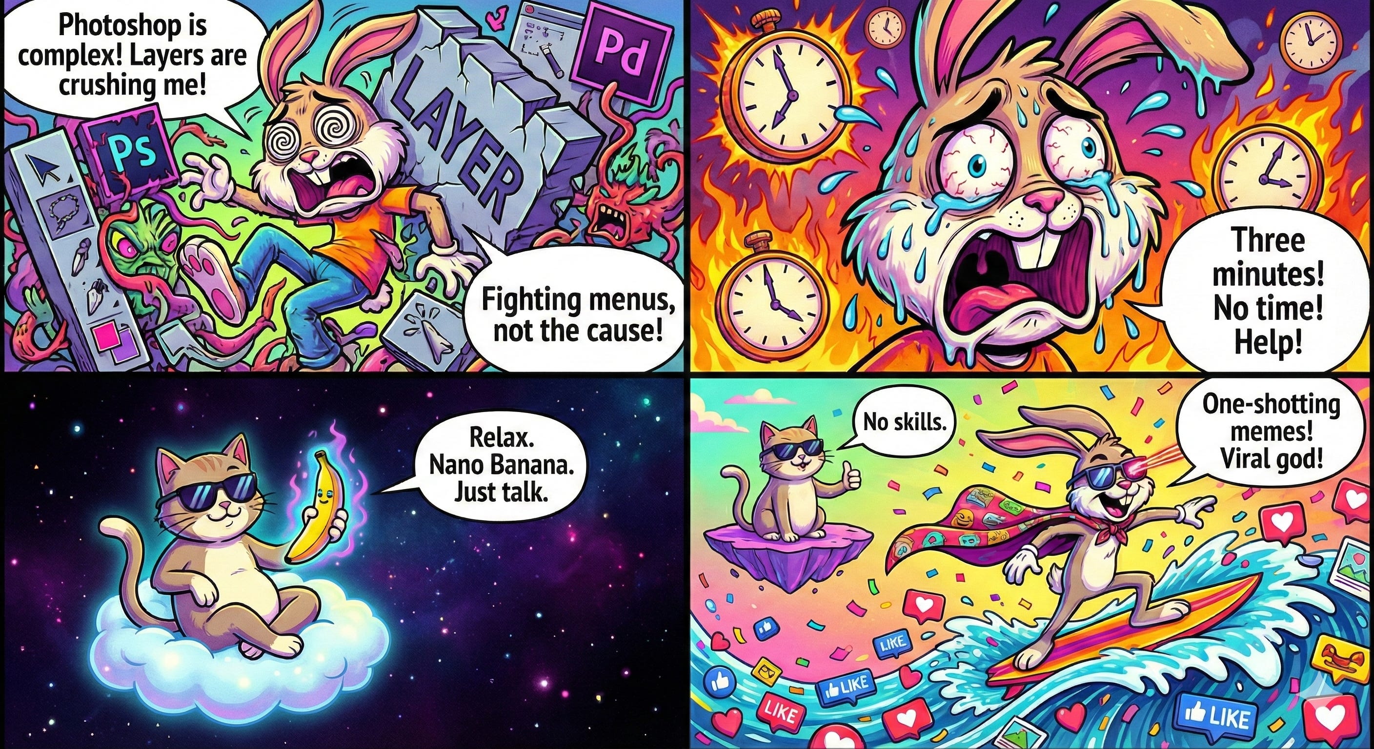 Clean comic dialogue rendered with Nano Banana Pro