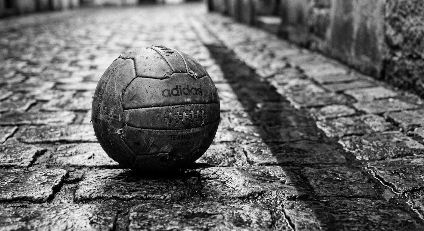 A World Cup ball in a deserted street A World Cup ball in a deserted street