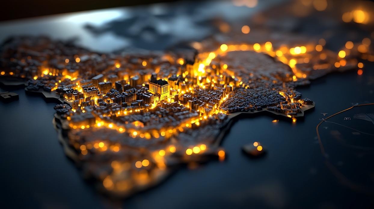 A city lights on a map

Description automatically generated with medium confidence