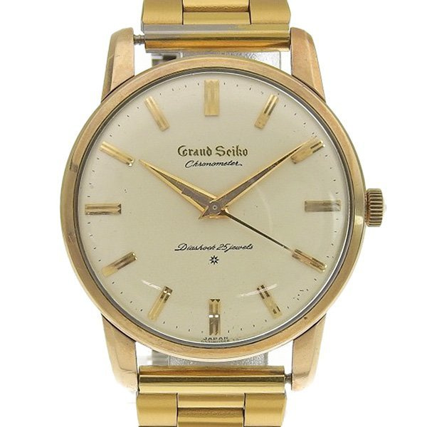 1円 稼働 グランドセイコー SEIKO J14070/cal.3180 手巻き ファースト クロノメーター シルバー系文字盤 GP×GP メンズ 腕時計