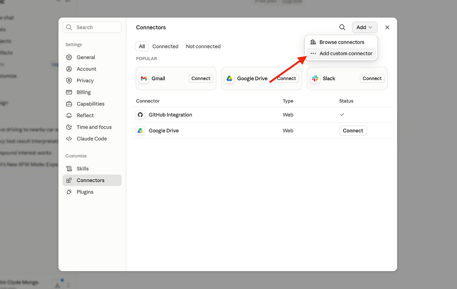 Adding custom connector in Claude Adding custom connector in Claude