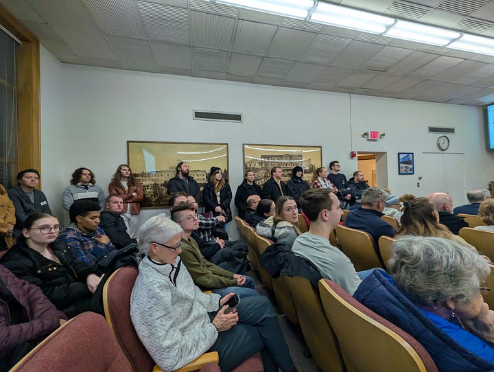 Standing room-only crowd at the February 3rd Woodstock city council meeting