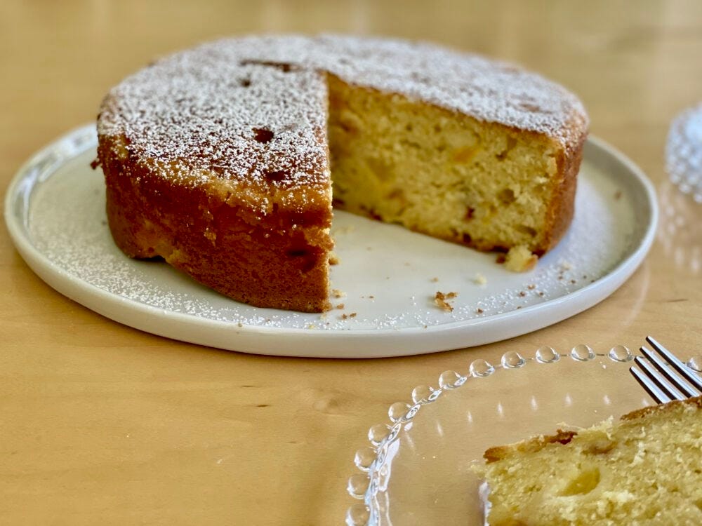 One Bowl Peaches and Cream Cake is a healthy Good and Good for You™ recipe by chef Virginia Willis on virginiawillis.com One Bowl Peaches and Cream Cake is a healthy Good and Good for You™ recipe by chef Virginia Willis on virginiawillis.com