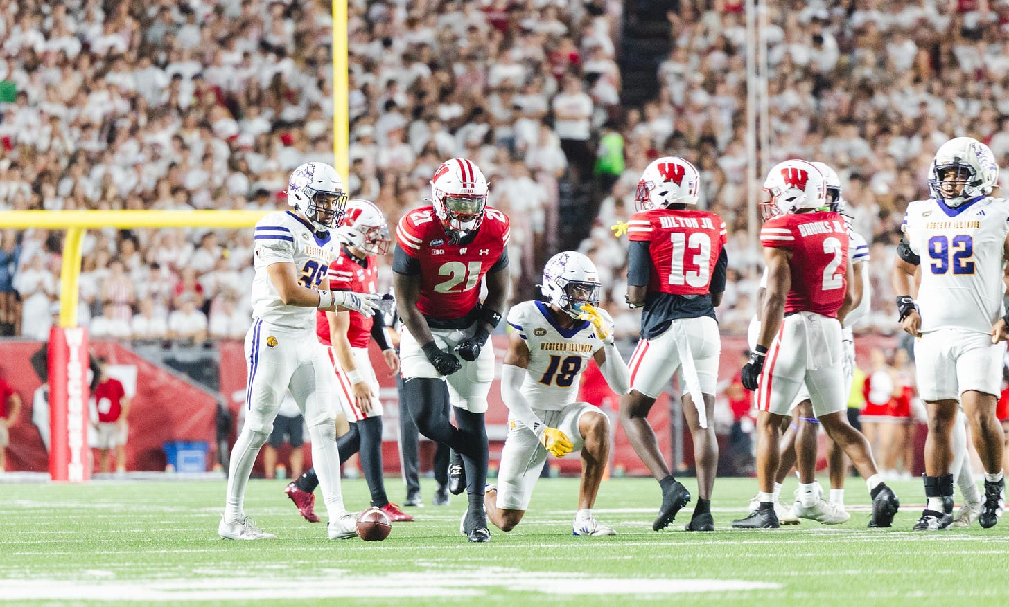 Wisconsin running back Bryan Jackson celebrates after a run vs. Western Illinois