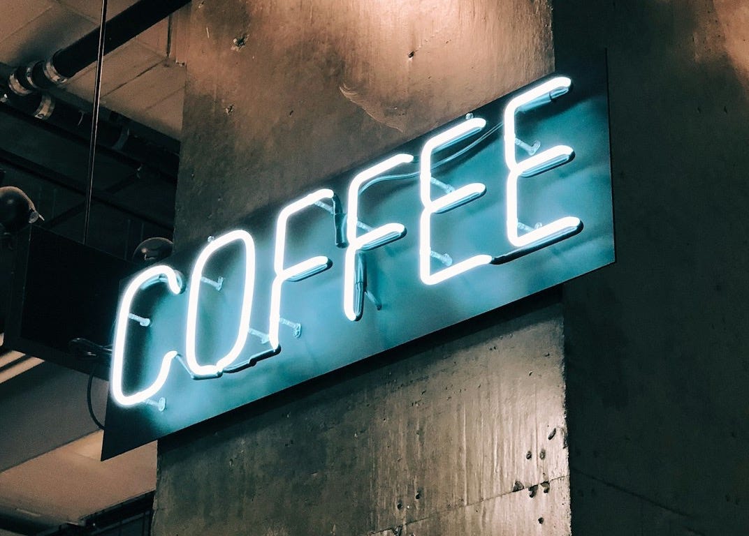 white Coffee LED signage