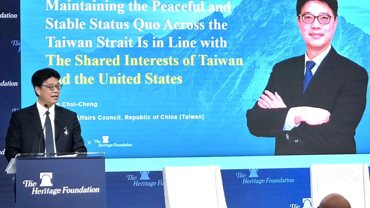 陆委会主委邱垂正访问美国,并于传统基金会发表演讲。(陆委会提供) 陆委会主委邱垂正访问美国,并于传统基金会发表演讲。(陆委会提供)