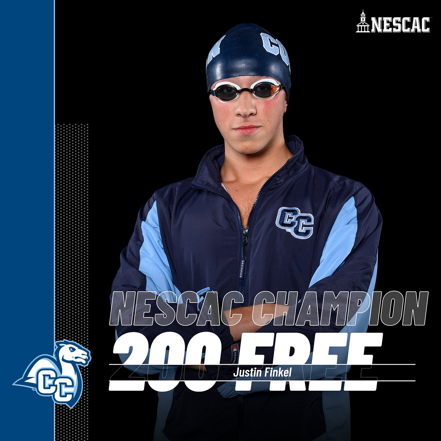 Connecticut College Athletics on X: "Justin Finkel continues to rewrite the  record books, breaking the school record in the 200 free and claiming his  second individual title of the weekend! https://t.co/AdF4WaOI0L" /